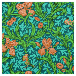 William Morris Irises, Orange und Türkis Stoff