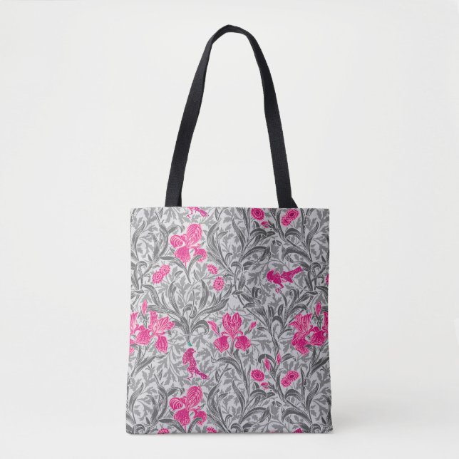 William Morris Irises, Pink und Silver Gray / Grau (Vorderseite)