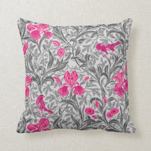 William Morris Irises, Pink und Silver Gray / Grau Kissen