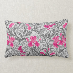 William Morris Irises, Pink und Silver Gray / Grau Lendenkissen