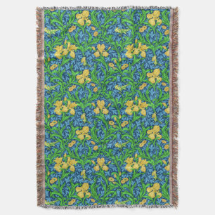William Morris Irises, Yellow und Cobalt Blue Decke