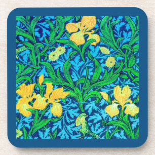 William Morris Irises, Yellow und Cobalt Blue Getränkeuntersetzer