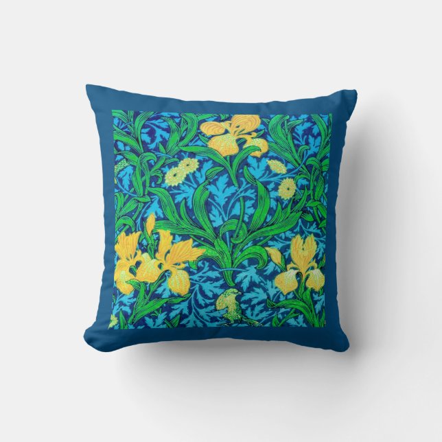 William Morris Irises, Yellow und Cobalt Blue Kissen (Vorderseite)
