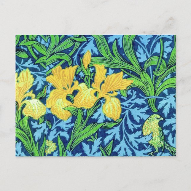 William Morris Irises, Yellow und Cobalt Blue Postkarte (Vorderseite)