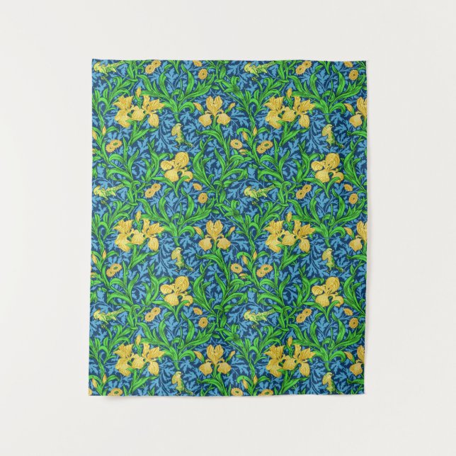 William Morris Irises, Yellow und Cobalt Blue Wandteppich (Vorderseite)