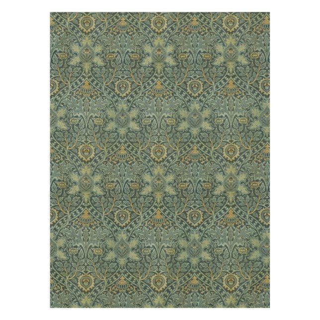 William Morris Ispahan Teal Grün Floral Art Tischdecke (Vorderseite)