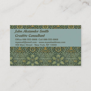 William Morris Ispahan Teal Grün Floral Art Visitenkarte