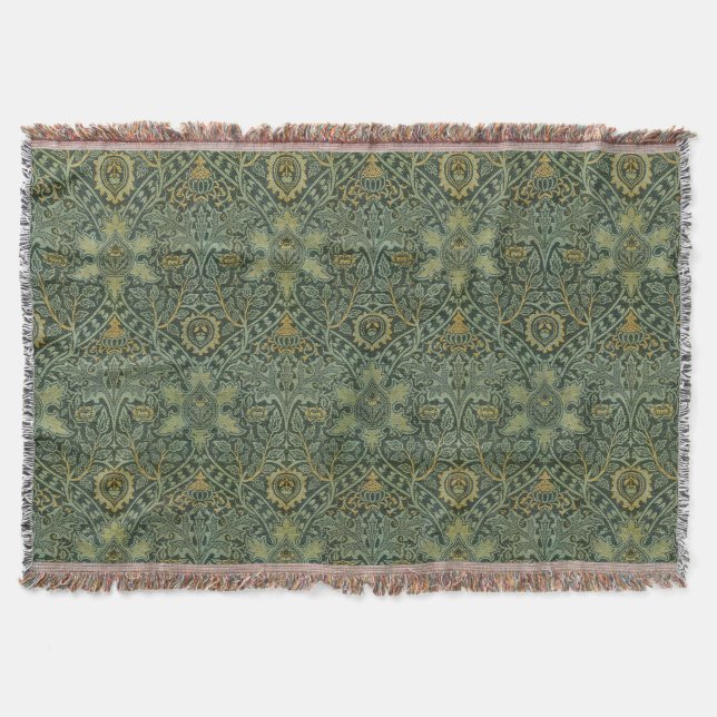 William Morris Ispahan Tealgrün Floral Art Decke (Vorderseite)