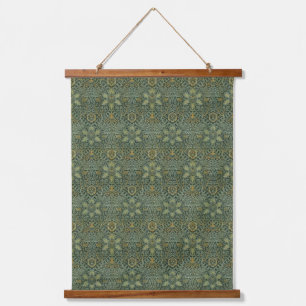 William Morris Ispahan Tealgrün Floral Art Wandteppich Mit Holzrahmen