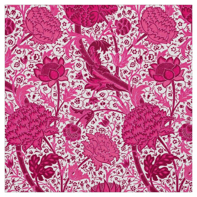 William Morris-Jacobean Blumen, Fuchsien-Rosa Stoff (Muster)