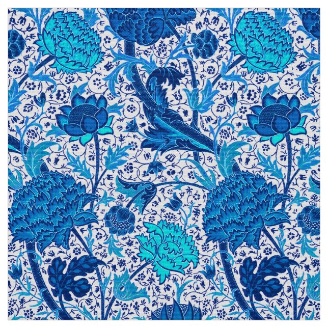 William Morris-Jacobean Blumen, Kobalt-Blau Stoff (Muster)