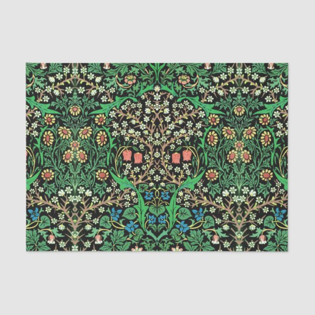 William Morris-Jacobean Blumen-, schwarzer Seidenpapier (Vorderseite)