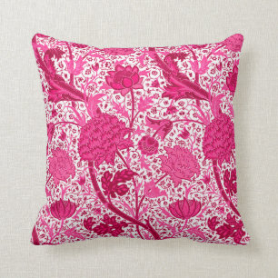 William Morris Jacobean Floral, Fuchsienrosa Kissen