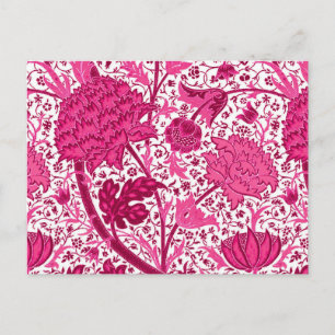William Morris Jacobean Floral, Fuchsienrosa Postkarte