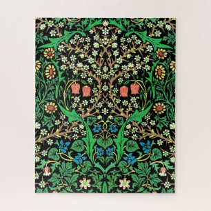 William Morris Jacobean Floral, schwarzer Hintergr Puzzle