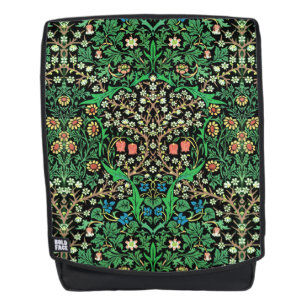 William Morris Jacobean Floral, schwarzer Hintergr Rucksack