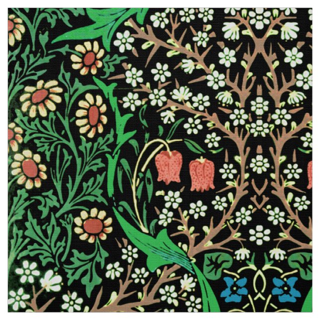William Morris Jacobean Floral, schwarzer Hintergr Stoff (Muster)