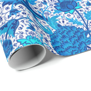 William Morris Jacobobobohne Floral, Cobalt Blue Geschenkpapier