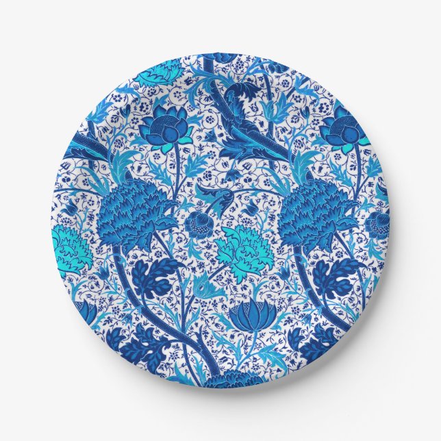 William Morris Jacobobobohne Floral, Cobalt Blue Pappteller (Vorderseite)