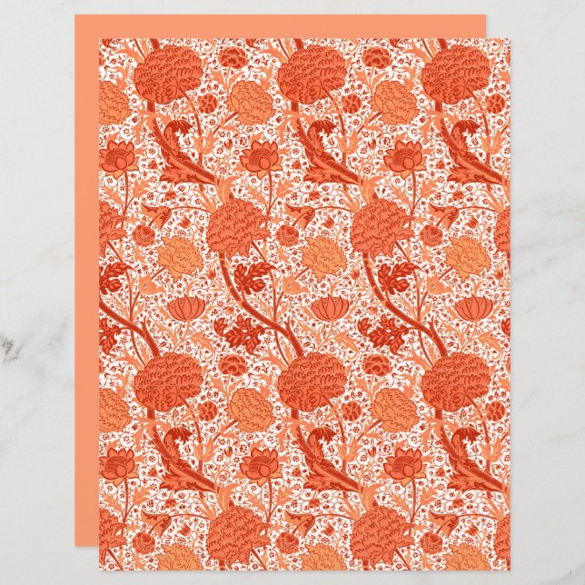 William Morris Jacobobobohne Floral, Coral Orange (Vorne/Hinten)