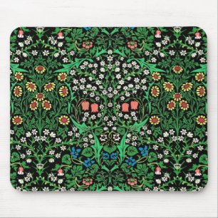 William Morris Jacobobobohne, floral, schwarzer Hi Mousepad