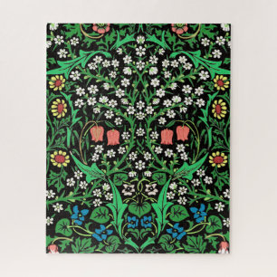 William Morris Jacobobobohne, floral, schwarzer Hi Puzzle