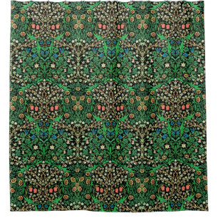 William Morris, Jacobobohne, Flora, schwarzer Hint Duschvorhang