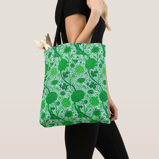 William Morris Jacobobohne Floral, Emerald Green (Von Nahem)