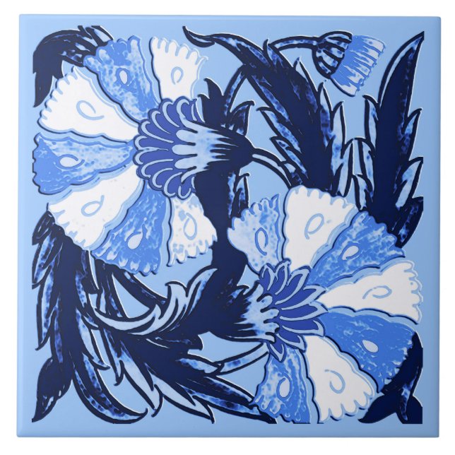 William Morris Jacobohne, Marine und Light Blue Fliese (Vorderseite)