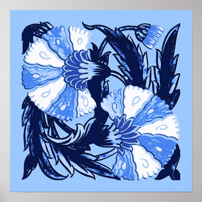 William Morris Jacobohne, Marine und Light Blue Poster (Vorne)