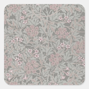 William Morris Jasmin-Blumenmuster Quadratischer Aufkleber