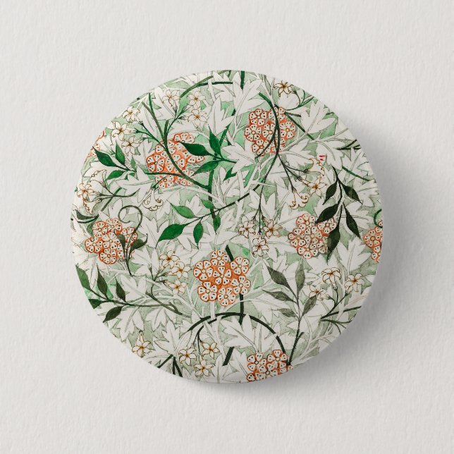 William Morris Jasmin-Garten-Blumen-Klassiker Button (Vorderseite)