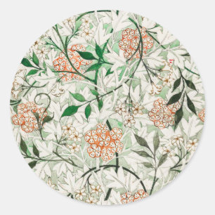 William Morris Jasmin-Garten-Blumen-Klassiker Runder Aufkleber