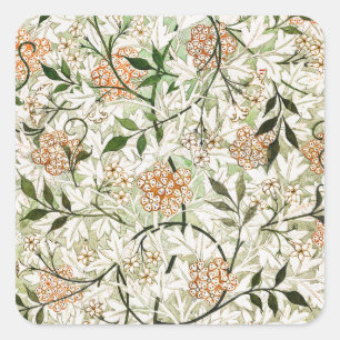 William Morris Jasminblüten-Gartengestaltung Quadratischer Aufkleber