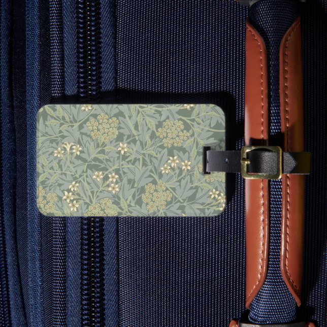 William Morris Jasmine Blau Grüne Botanische Kunst Gepäckanhänger (Vorderseite Insitu 4)