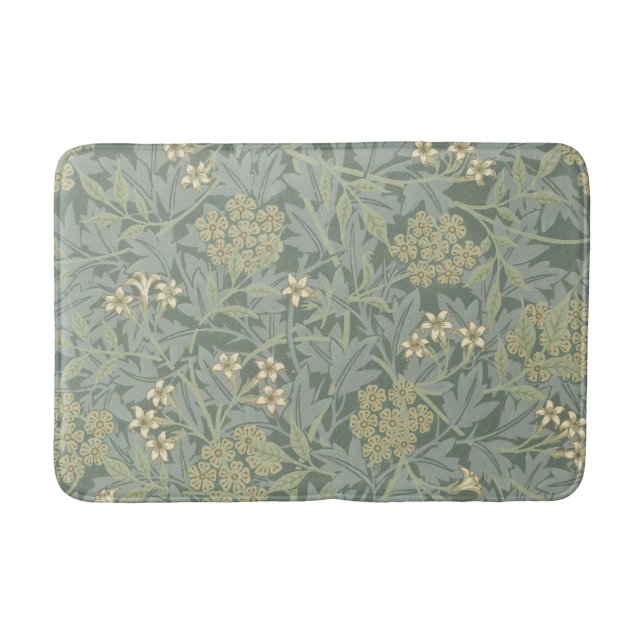 William Morris Jasmine Blue Green Botanic Art Badematte (Vorderseite)