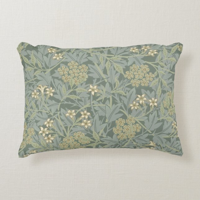 William Morris Jasmine Blue Green Botanic Art Dekokissen (Vorderseite)
