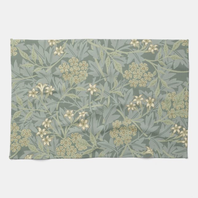 William Morris Jasmine Blue Green Botanic Art Geschirrtuch (Horizontal)