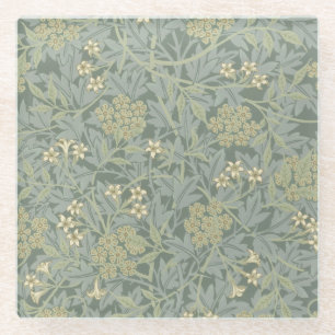 William Morris Jasmine Blue Green Botanic Art Glasuntersetzer