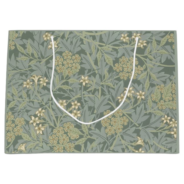 William Morris Jasmine Blue Green Botanic Art Große Geschenktüte (Vorderseite)