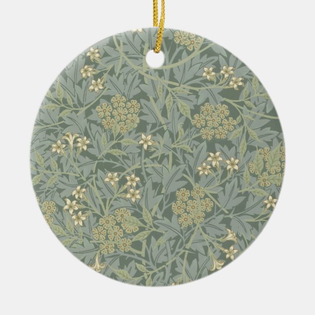 William Morris Jasmine Blue Green Botanic Art Keramik Ornament (Vorne)