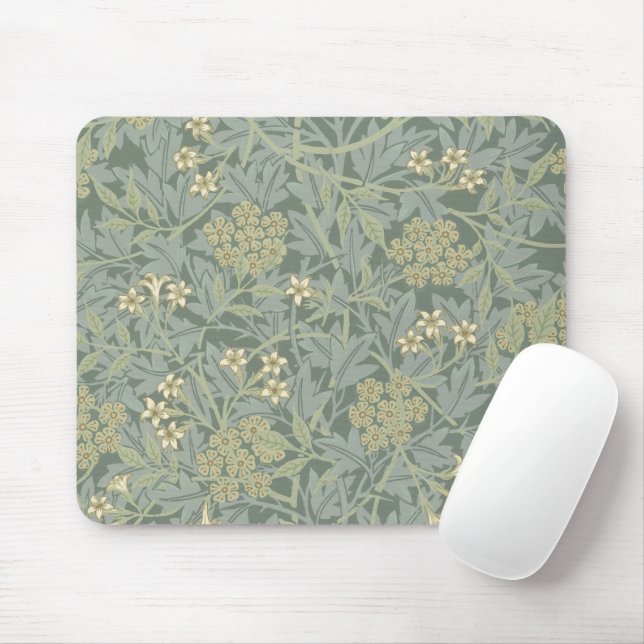 William Morris Jasmine Blue Green Botanic Art Mousepad (Mit Mouse)
