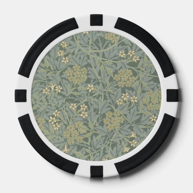 William Morris Jasmine Blue Green Botanic Art Pokerchips (Vorderseite)