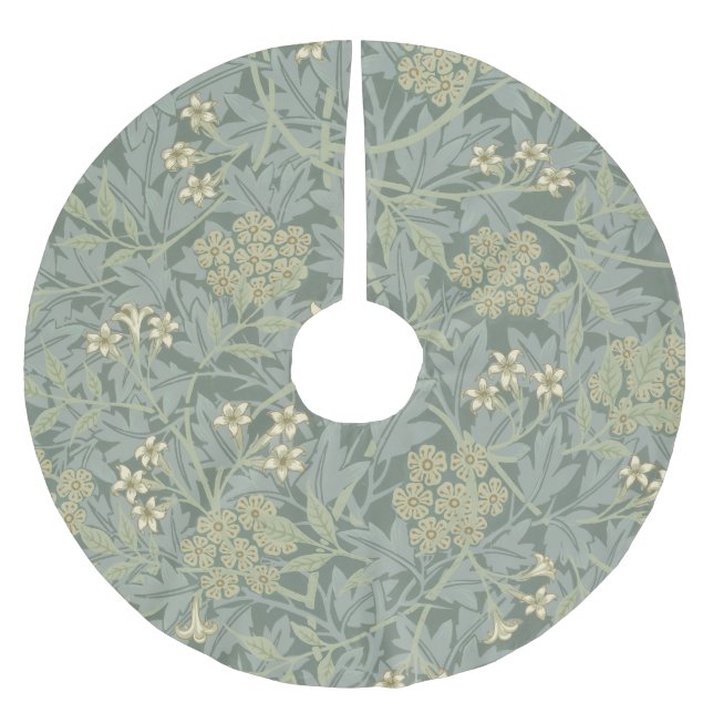 William Morris Jasmine Blue Green Botanic Art Polyester Weihnachtsbaumdecke (Vorderseite)