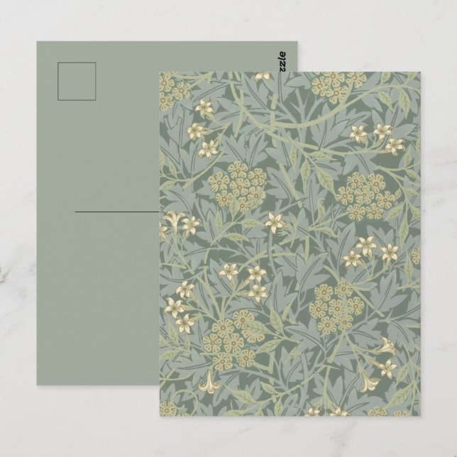 William Morris Jasmine Blue Green Botanic Art Postkarte (Vorne/Hinten)