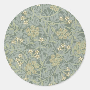 William Morris Jasmine Blue Green Botanic Art Runder Aufkleber