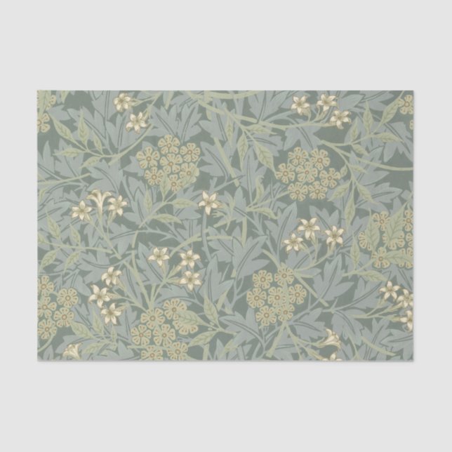 William Morris Jasmine Blue Green Botanic Art Seidenpapier (Vorderseite)
