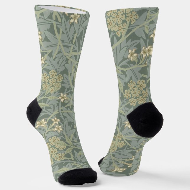 William Morris Jasmine Blue Green Botanic Art Socken (Gewinkelt)