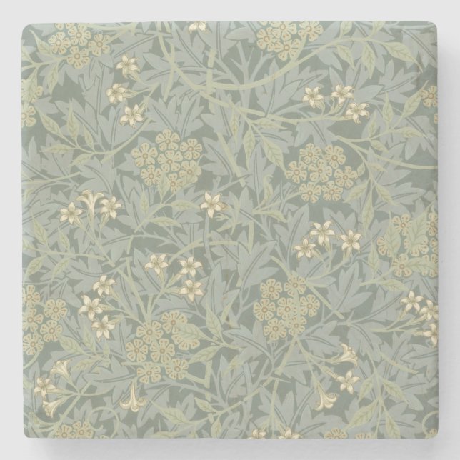 William Morris Jasmine Blue Green Botanic Art Steinuntersetzer (Vorderseite)