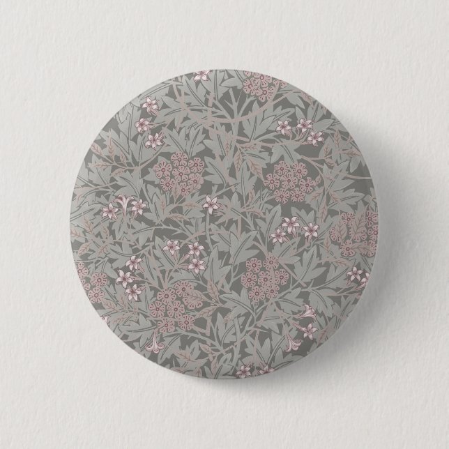 William Morris Jasmine Blume Pattern Button (Vorderseite)
